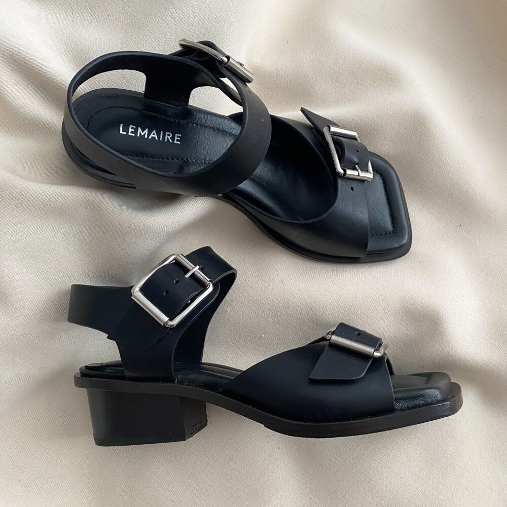 Lemaire Black Square 35m Heeled Sandals, size 36 - Picture 13 of 14